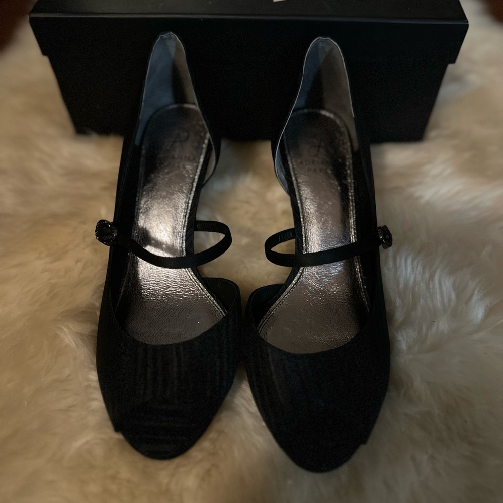Adrianna Papell Black Satin Heels